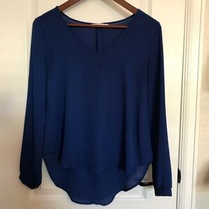 Lush Long Sleeve Flowy Blue Top Women’s Blouse Size XS